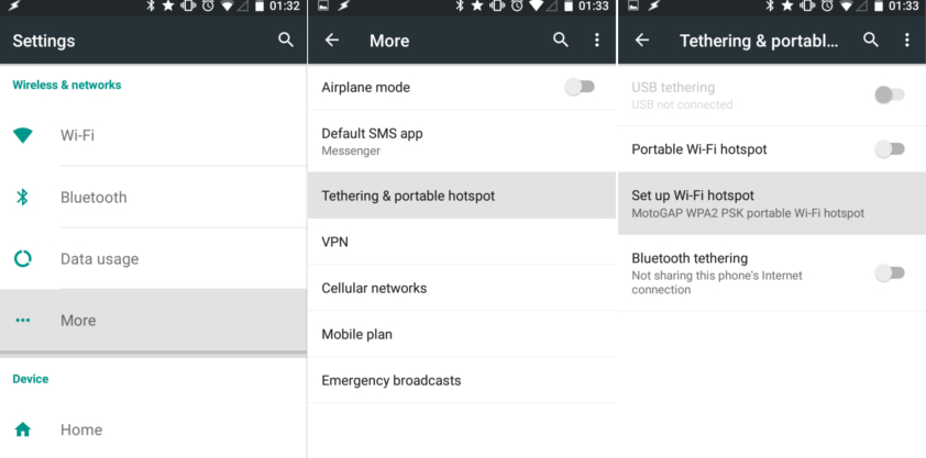 mobile hotspot settings in android