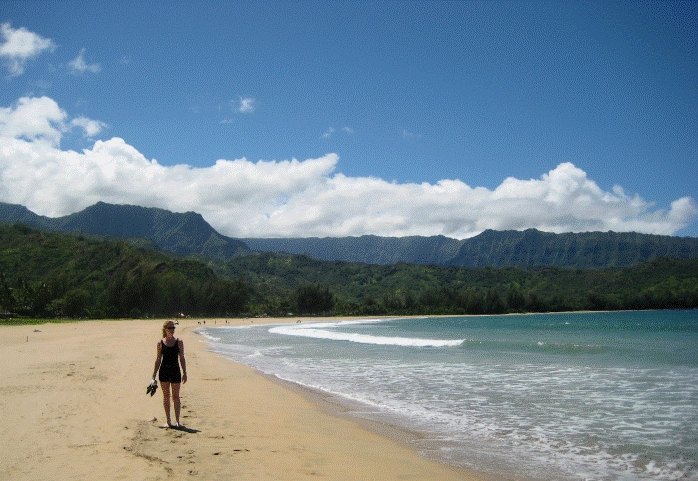 image of mrs emini-watch at hanalei bay on kauai, hawaii