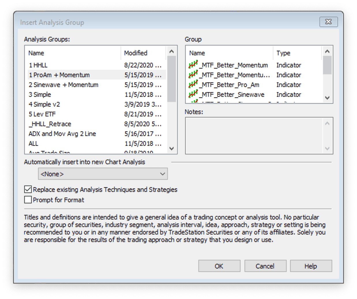 image of analysis group settings