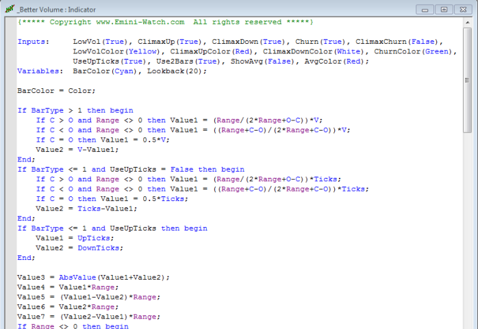 image of better volume indicator tradestation easylanguage code